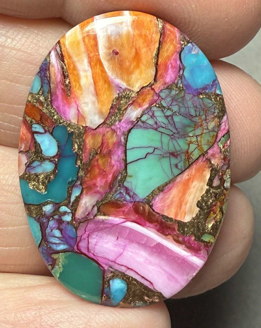 Oval 33x23mm Starburst Dahlia Cabochon 16