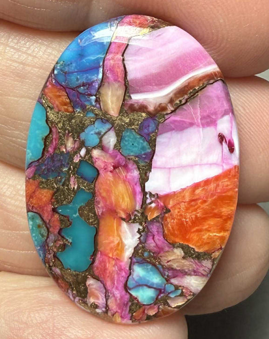 Oval 33x22mm Starburst Dahlia Cabochon 18