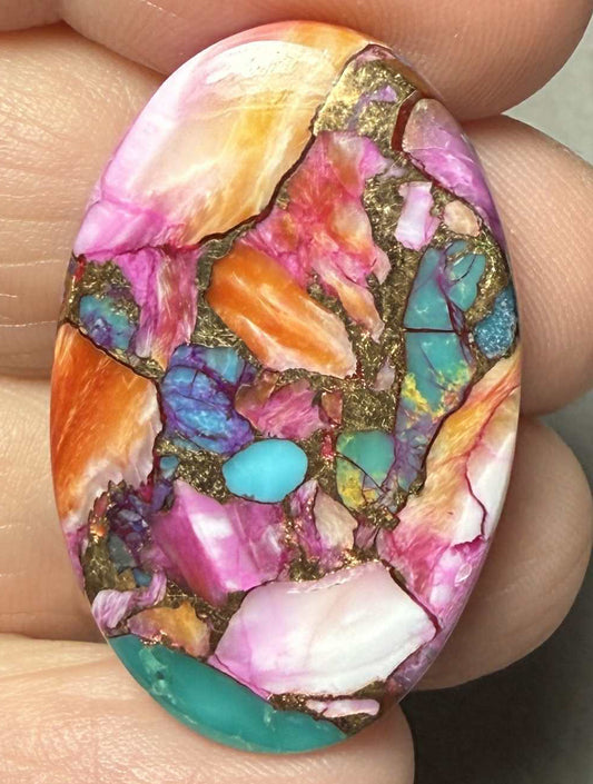 Oval 33x20mm Starburst Dahlia Cabochon 24