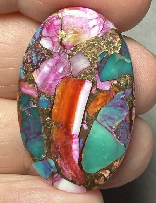 Oval 33x21mm Starburst Dahlia Cabochon 28