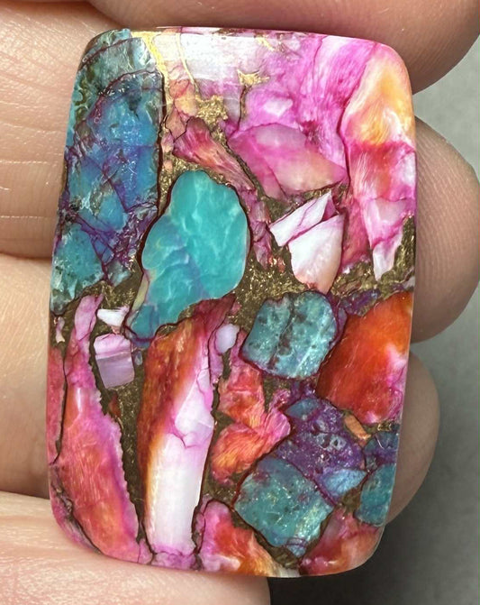 Rectangle 31x20mm Starburst Dahlia Cabochon 30
