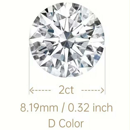 2ct 8.2mm Clear Moissanite with Certificate