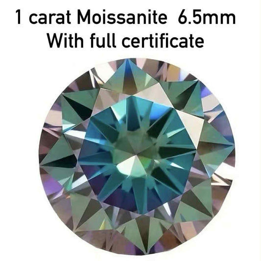 1ct 6.5mm Colourful Moissanite with Certificate