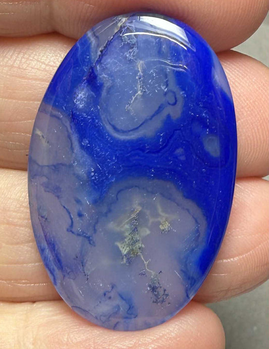Oval 34x23mm Blue Agate Cabochon 01