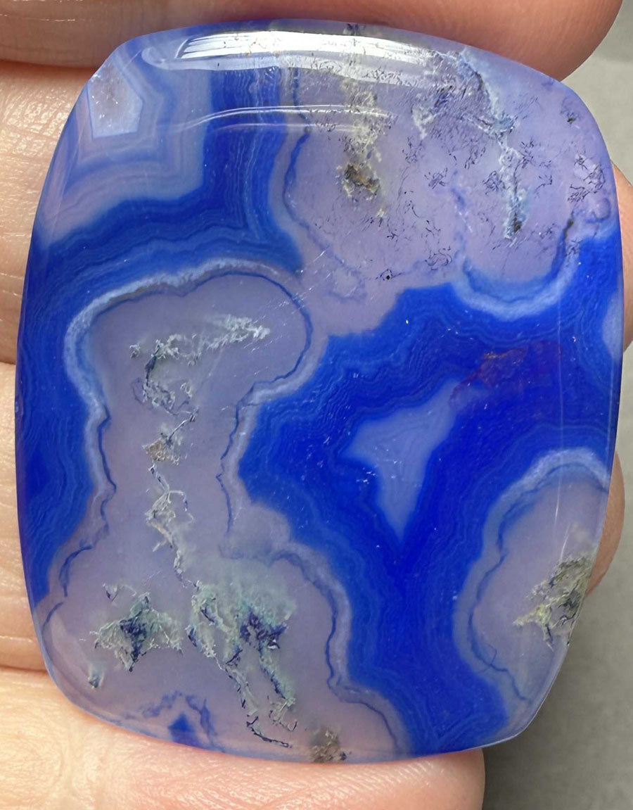 Rectangle 39x32mm Blue Agate Cabochon 02