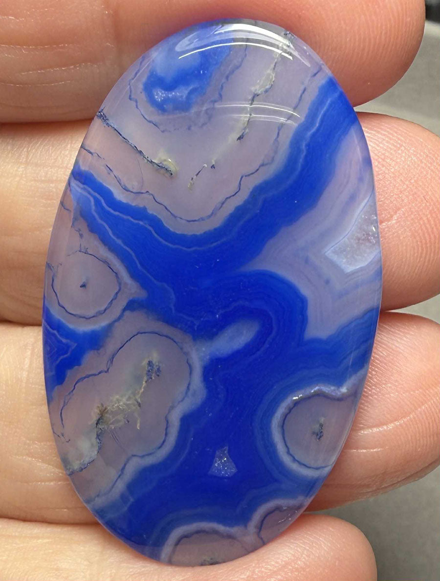 Oval 43x26mm Blue Agate Cabochon 06