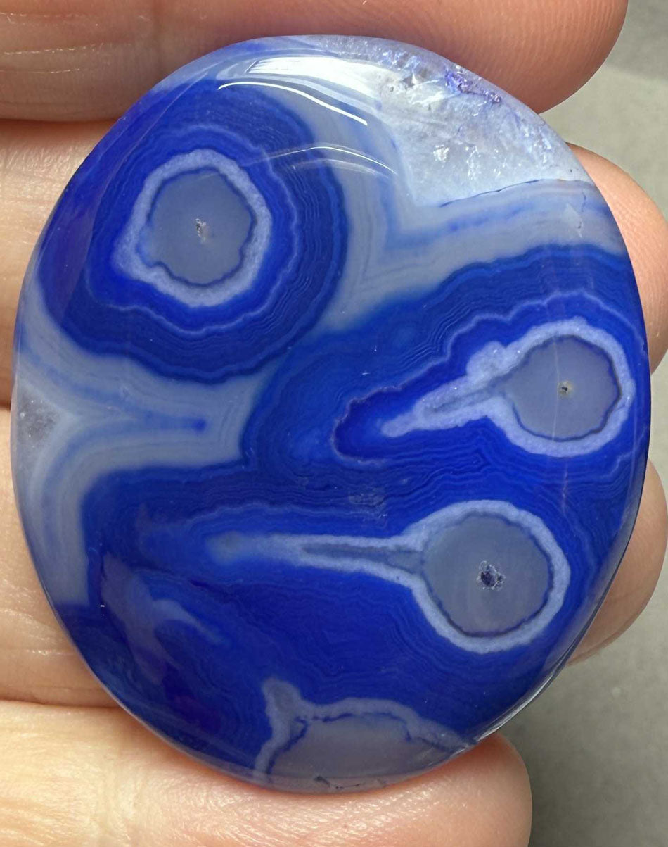 Oval 39x33mm Blue Agate Cabochon 08