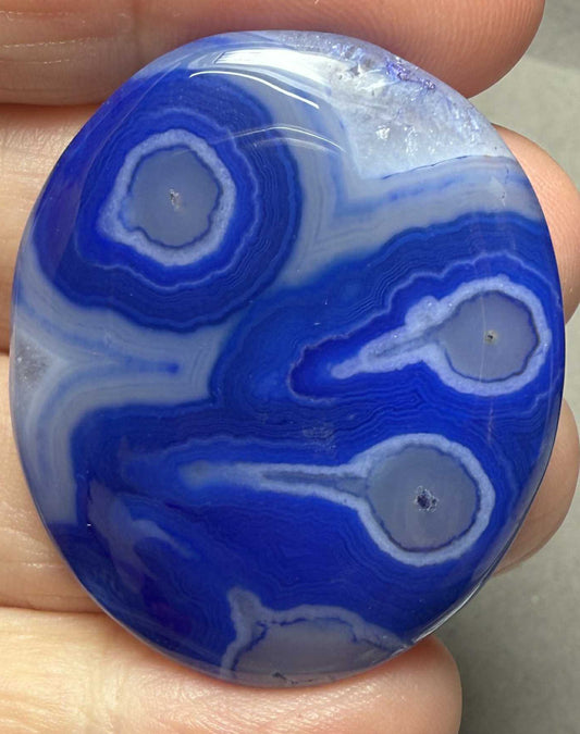 Oval 39x33mm Blue Agate Cabochon 08