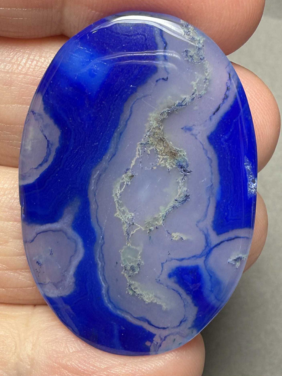Oval 40x28mm Blue Agate Cabochon 10