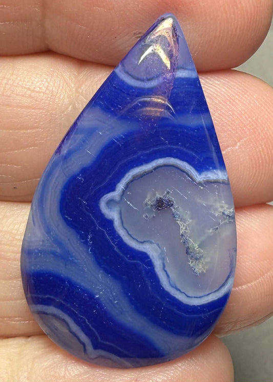 Teardrop 36x22mm Blue Agate Cabochon 17