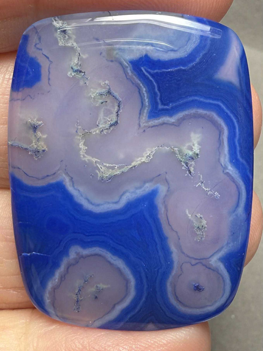 Rectangle 32x28mm Blue Agate Cabochon 19