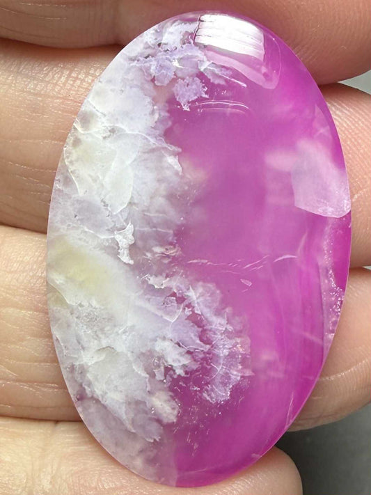 Oval 39x24mm Indonesian Plume Agate Doublet Cabochon 59