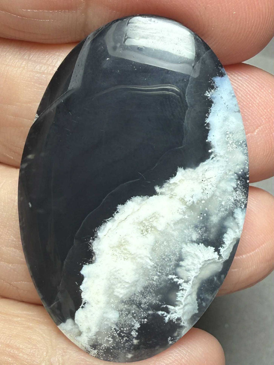 Oval 43x28mm Indonesian Plume Agate Doublet Cabochon 61