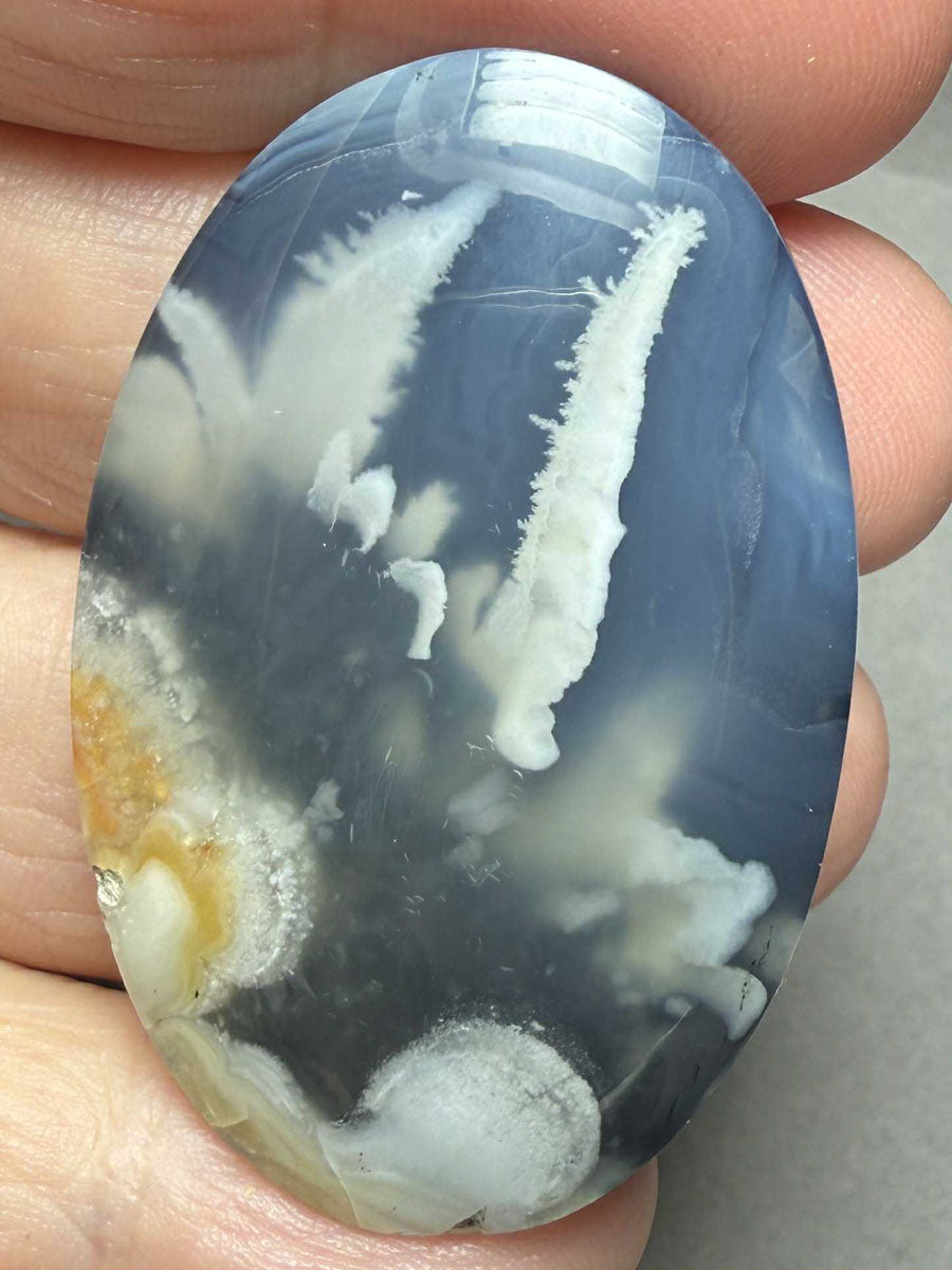 Oval 45x29mm Indonesian Plume Agate Doublet Cabochon 62