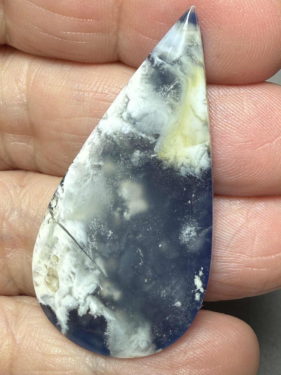 Teardrop 48x24mm Indonesian Plume Agate Doublet Cabochon 63