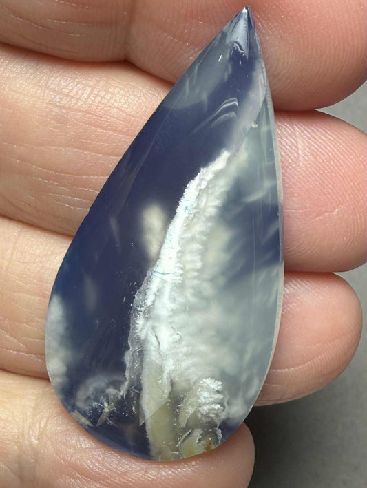 Teardrop 43x22mm Indonesian Plume Agate Doublet Cabochon 71