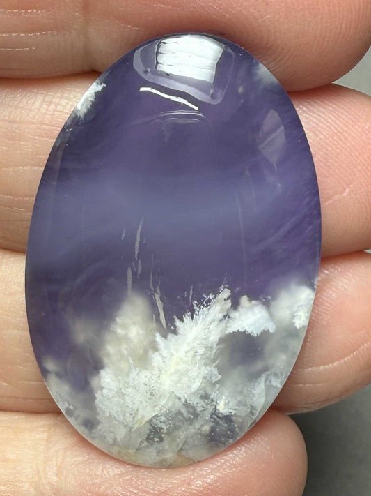 Oval 35x23mm Indonesian Plume Agate Doublet Cabochon 74