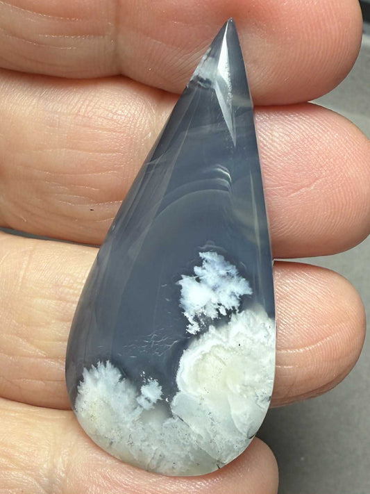 Teardrop 44x21mm Indonesian Plume Agate Doublet Cabochon 82