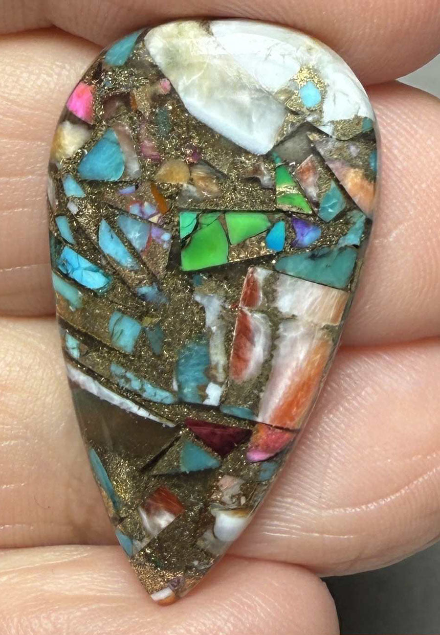 Teardrop 33x18mm Mixed Turquoise Dahlia Cabochon 10