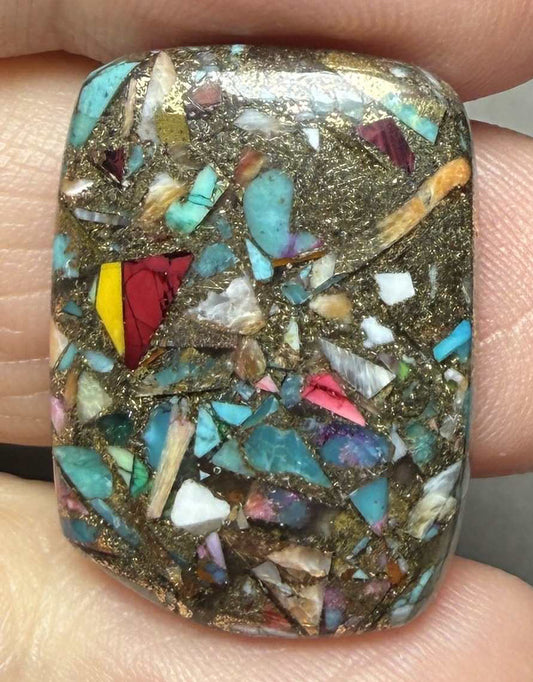 Freeform 25x18mm Mixed Turquoise Dahlia Cabochon 11
