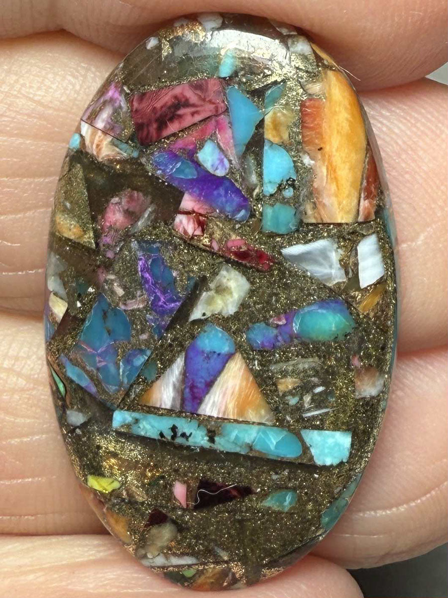 Oval 33x19mm Mixed Turquoise Dahlia Cabochon 13