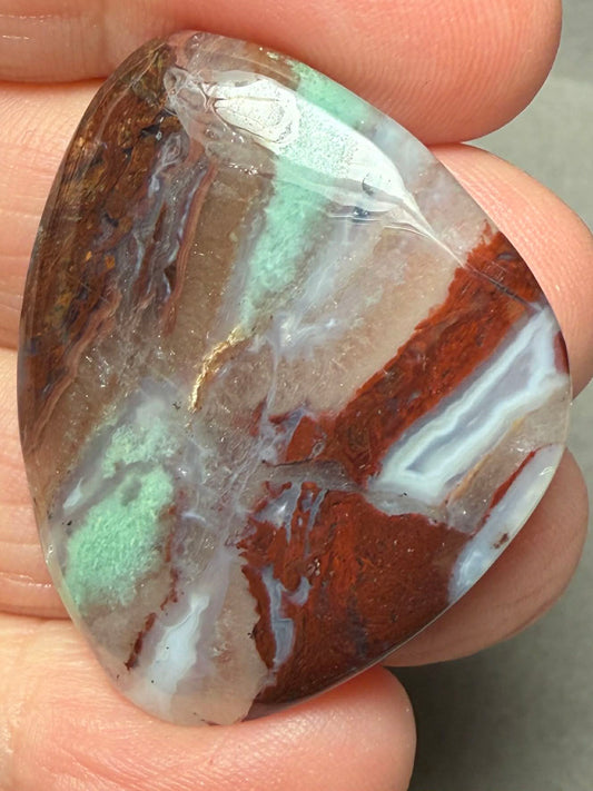 Freeform 37x29mm Aqua Chalcedony Cabochon 01