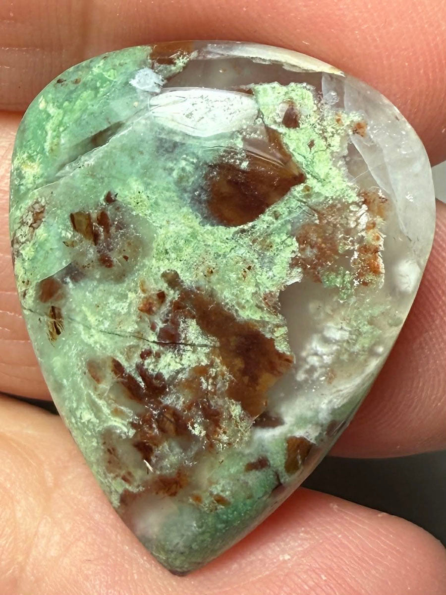 Teardrop 29x23mm Aqua Chalcedony Cabochon 06