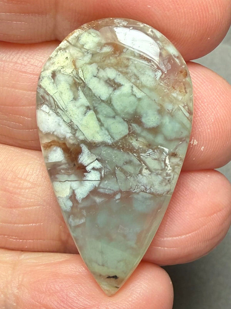 Teardrop 37x21mm Aqua Chalcedony Cabochon 09