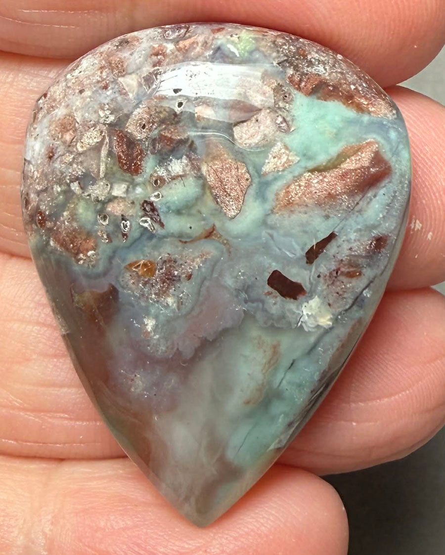 Teardrop 36x28mm Aqua Chalcedony Cabochon 14