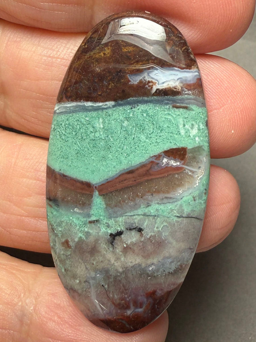 Oval 48x24mm Aqua Chalcedony Cabochon 17