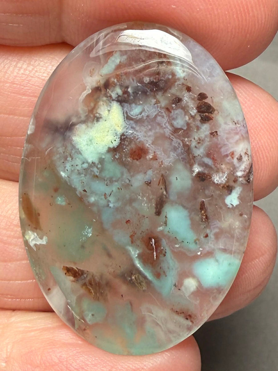 Oval 36x25mm Aqua Chalcedony Cabochon 20