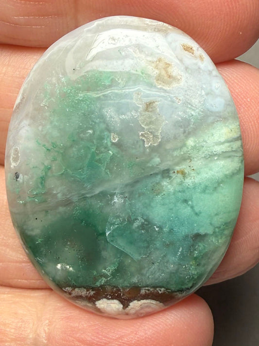 Oval 38x30mm Aqua Chalcedony Cabochon 21