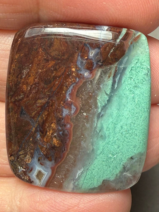 Rectangle 32x27mm Aqua Chalcedony Cabochon 22