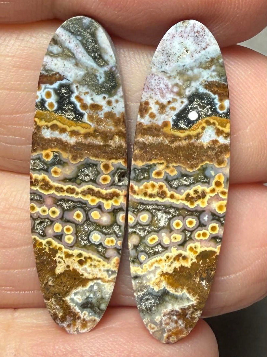 Oval 33x10mm Ocean Jasper Cabochon Pair 16