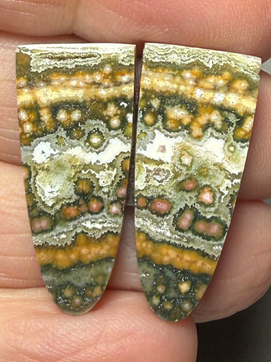 Freeform 28x12mm Ocean Jasper Cabochon Pair 33
