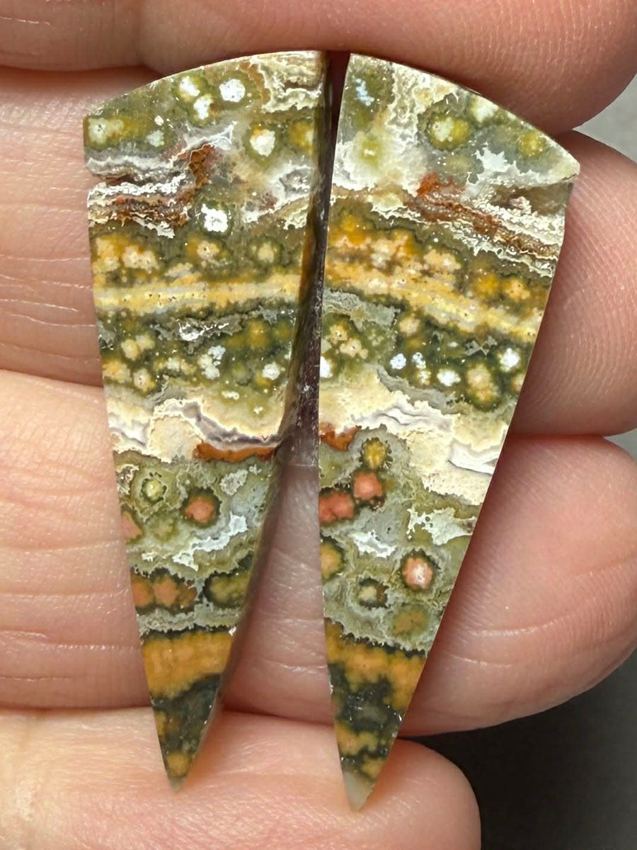 Freeform 35x11mm Ocean Jasper Cabochon Pair 47