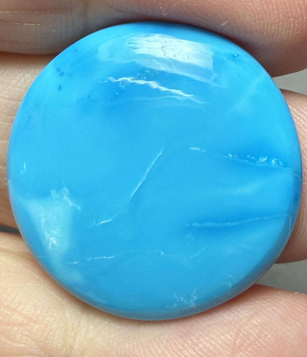 Round 27x27mm Feroza Turquoise Cabochon 30