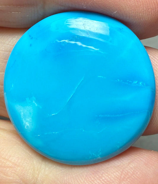 Round 27x27mm Feroza Turquoise Cabochon 30