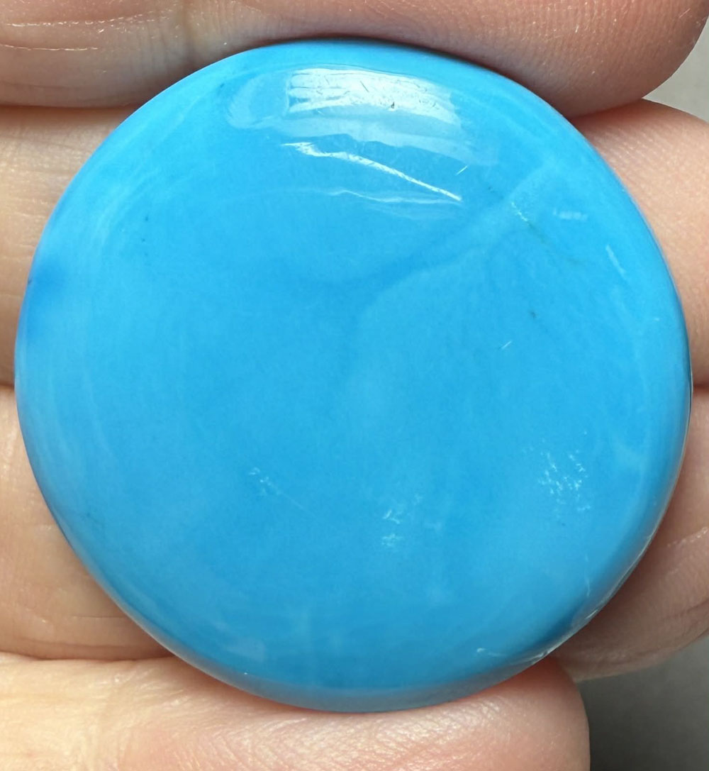 Round 31x31mm Feroza Turquoise Cabochon 37