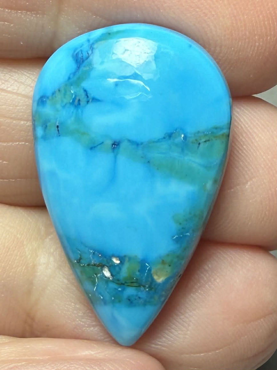 Teardrop 29x18mm Feroza Turquoise Cabochon 45