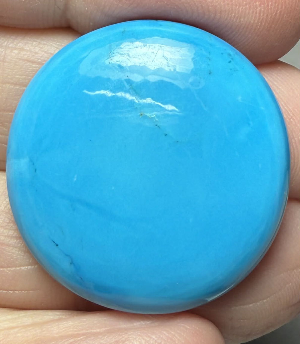 Round 27x27mm Feroza Turquoise Cabochon 46