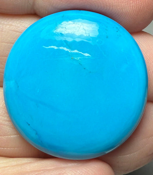 Round 27x27mm Feroza Turquoise Cabochon 46