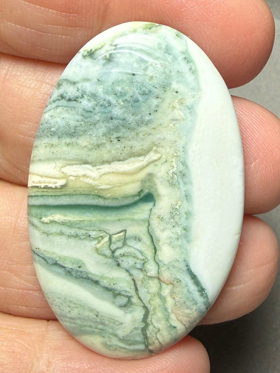 Oval 44x28mm Green Lace Jasper Cabochon 30