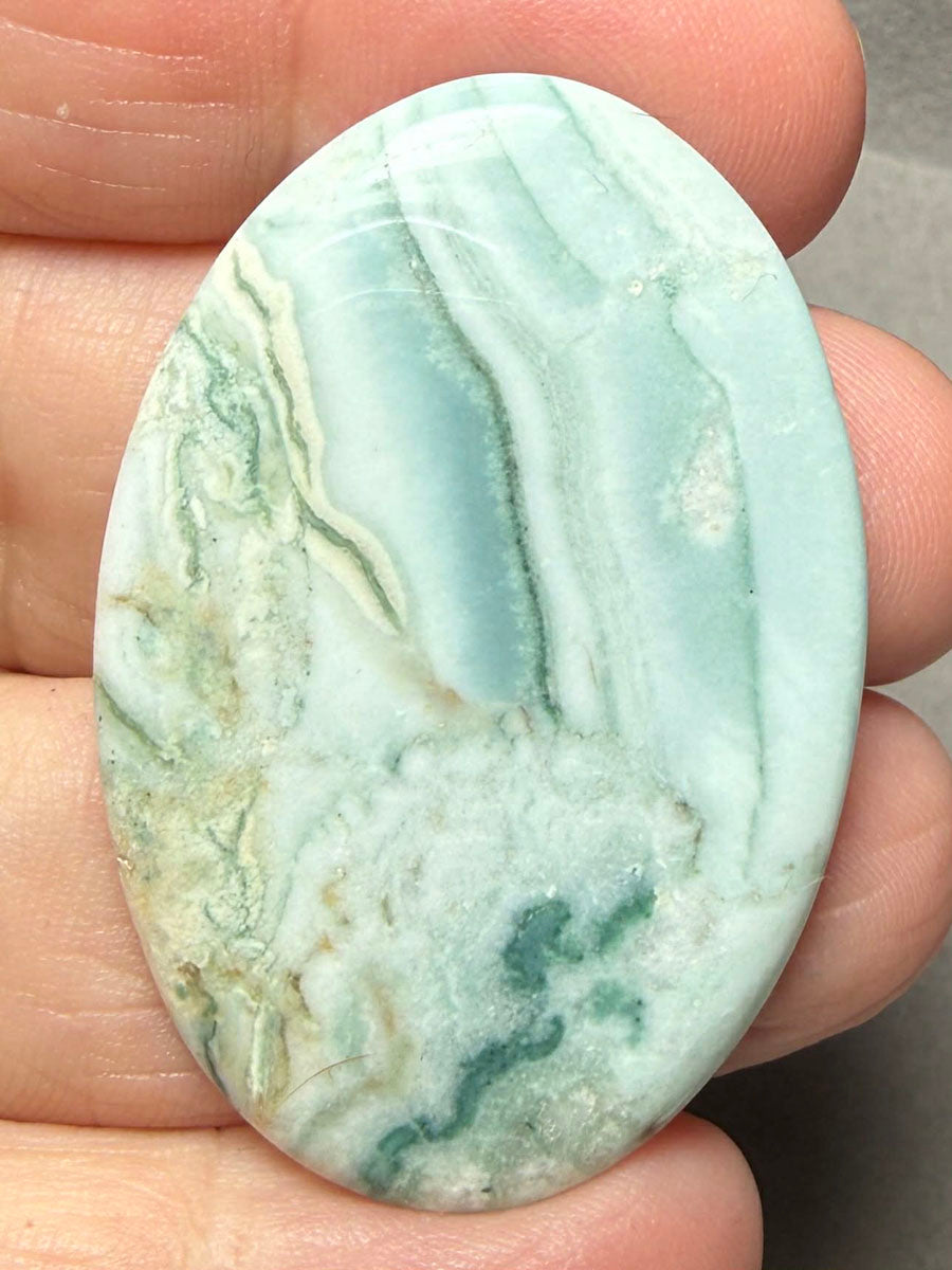 Oval 44x30mm Green Lace Jasper Cabochon 32