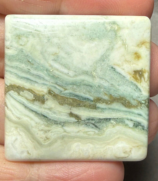 Square 35x35mm Green Lace Jasper Cabochon 37