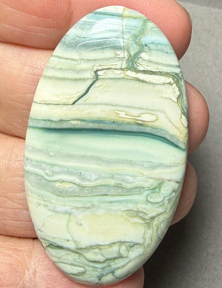 Oval 51x29mm Green Lace Jasper Cabochon 38