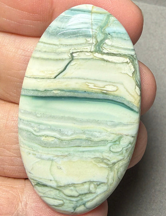 Oval 51x29mm Green Lace Jasper Cabochon 38