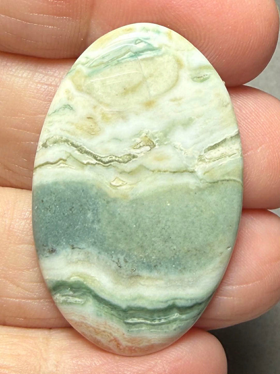 Oval 40x25mm Green Lace Jasper Cabochon 45