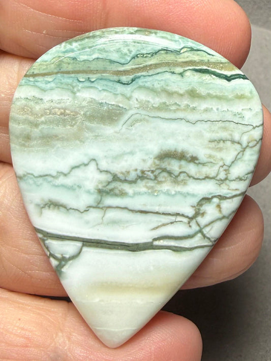 Teardrop 49x38mm Green Lace Jasper Cabochon 47