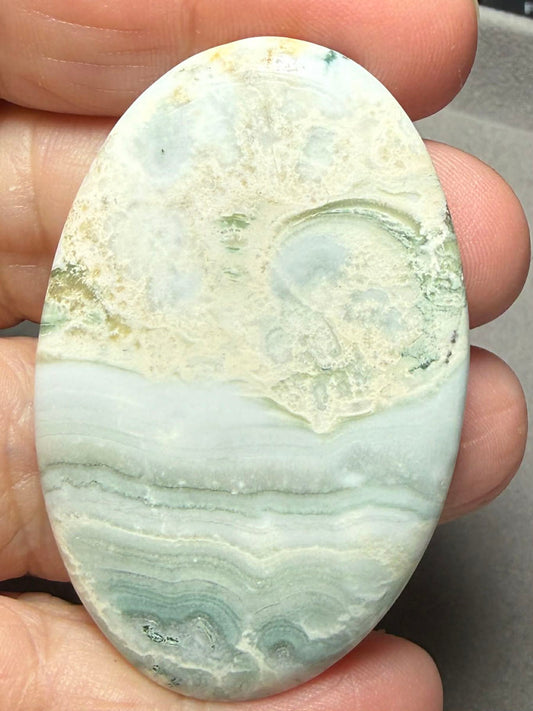 Oval 54x35mm Green Lace Jasper Cabochon 48